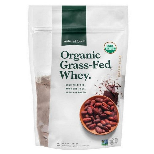 Organic Grass Fed Whey Cacao Bean 16 Oz by Natural Force