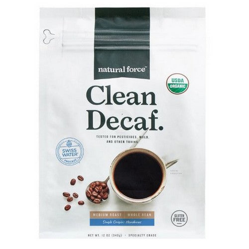 Clean Coffee Decaf Medium Roast Whole Bean 12 Oz by Natural Force