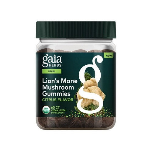 Lion's Mane Mushroom Vegan Gummies Citrus Flavor 60 Count by Gaia Herbs