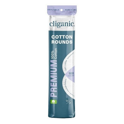 Premium Cotton Rounds 100 Count by Cliganic