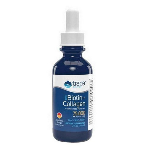 Liquid Ionic Biotin + Collagen Strawberry Mango Flavor 2 Oz by Trace Minerals