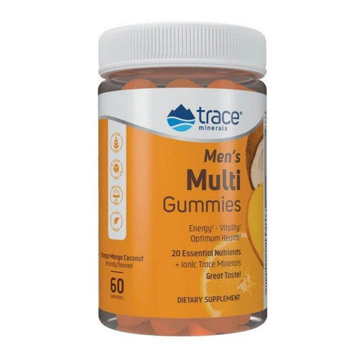 Men's Multi Gummies Orange Mango Coconut Plant Based Sugar Free 60 Count by Trace Minerals