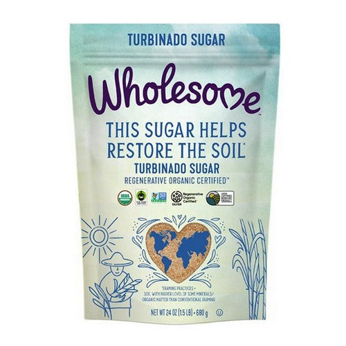Organic Regenerative Turbinado Sugar 24 Oz by Wholesome Sweeteners