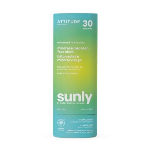 Sunly Mineral Sunscreen Face Stick Spf 30 Unscented 0.7 Oz by Attitude