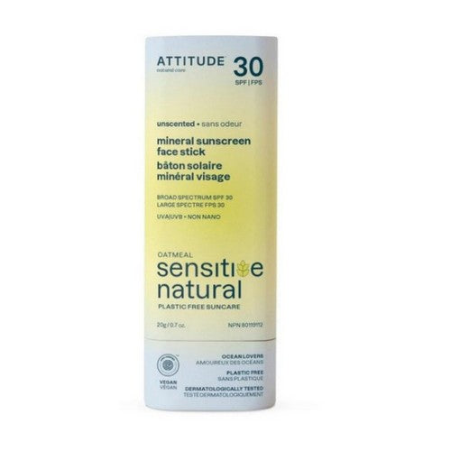 Oatmeal Sensitive Natural Spf 30 Mineral Sunscreen Face Stick 0.7 Oz by Attitude