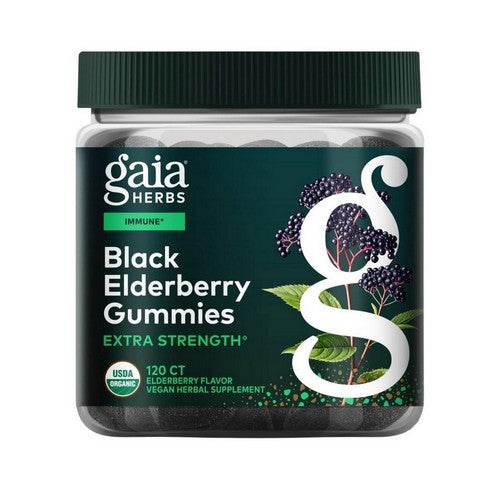 Black Elderberry Extra Strength Gummies 120 Count by Gaia Herbs