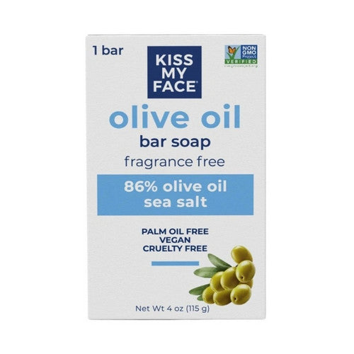 Olive Oil Bar Soap Fragrance Free Pure Olive Oil, 4 Oz by Kiss My Face