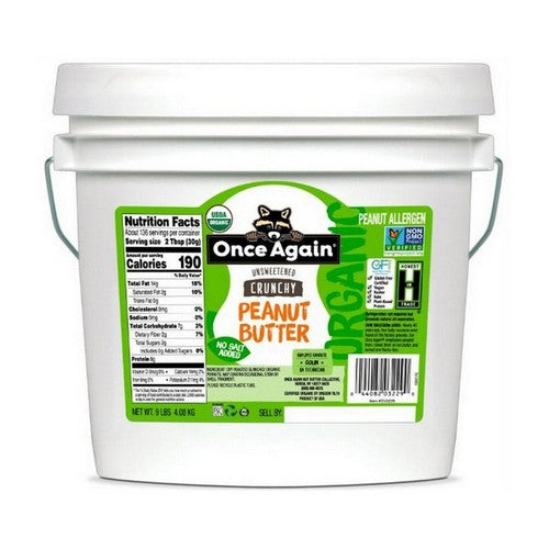 Organic Unsweetened Crunchy Peanut Butter 9 Lbs by Once Again Nut Butter