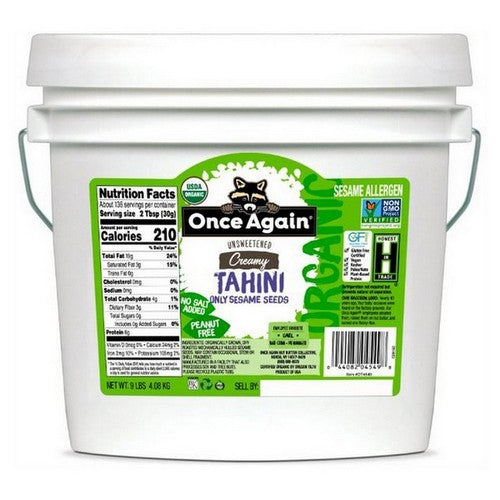 Organic Sesame Tahini Salt Free Unsweetened 9 Lbs by Once Again Nut Butter