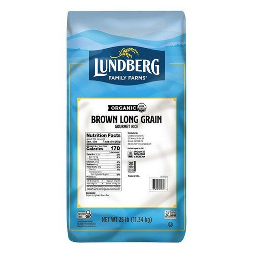 Organic Long Grain Brown Rice 25 Lbs by Lundberg