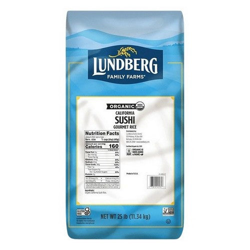 Organic Sushi Short Grain White Rice 25 Lbs by Lundberg