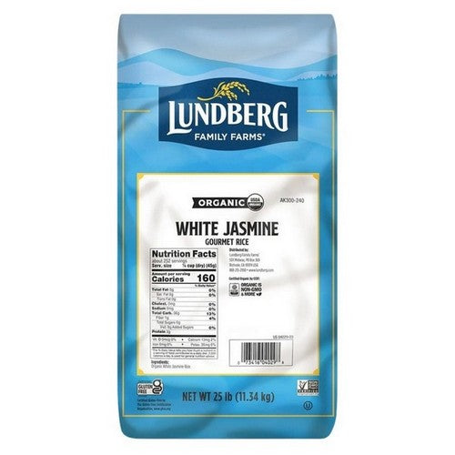 Organic American Jasmine White Rice 25 Lbs by Lundberg