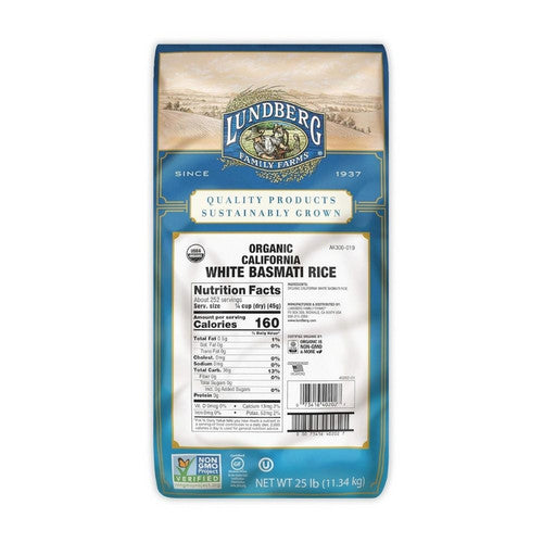 Organic California White Basmati Rice 25 Lbs by Lundberg