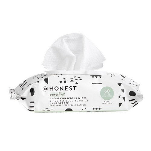Sensitive Clean Conscious Wipes Fragrance Free 60 Count by The Honest Company