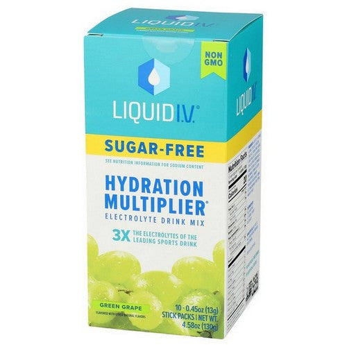 Sugar Free Hydration Multiplier Vegan Powder Electrolyte Supplements Green Grape 4.58 Oz by Liquid I.V