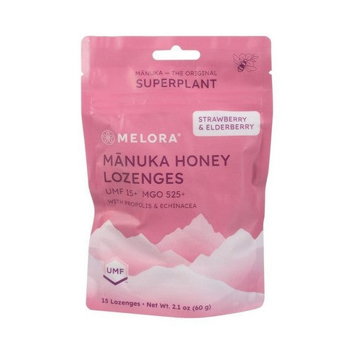 Manuka Honey Lozenges Strawberry And Elderberry 2.1 Oz by Melora