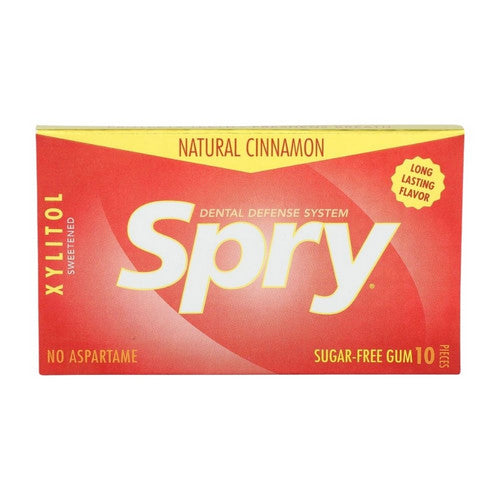 100% Xylitol Sugar Free Natural Cinnamon Gum 10 Count (Case of 20) by Spry