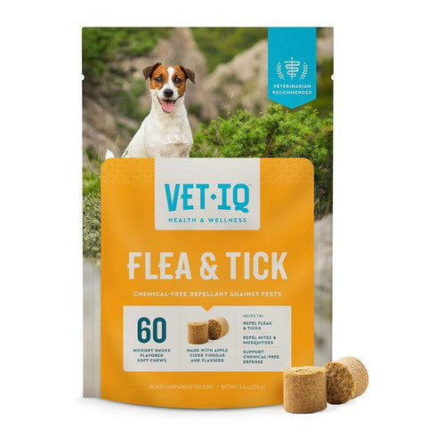 Vetiq Flea & Tick Soft Chew For Dogs 9.5 Oz / 60 Count, HICKORY SMOKED by VetIQ
