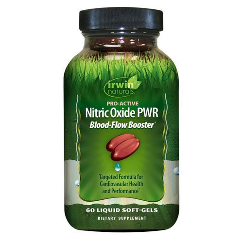 Nitric Oxide PWR Blood-Flow Booster 60 Liquid Softgels by Irwin Naturals