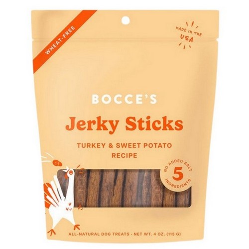 Turkey And Sweet Potato Jerky Sticks 4 Oz by Bocce's Bakery