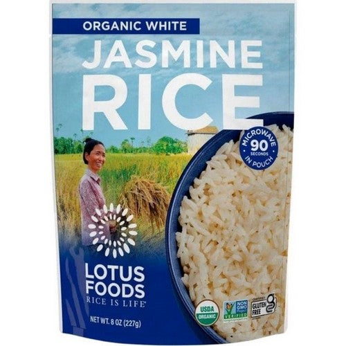 Organic White Jasmine Heat And Eat Rice Pouch 8 Oz by Lotus Foods