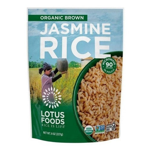 Organic Brown Jasmine Heat And Eat Rice Pouch 8 Oz by Lotus Foods