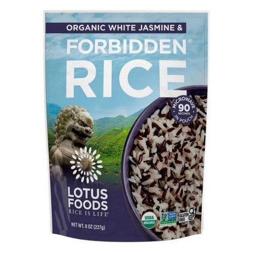 Organic White Jasmine And Forbidden Blend Heat And Eat Rice Pouch 7 Oz by Lotus Foods