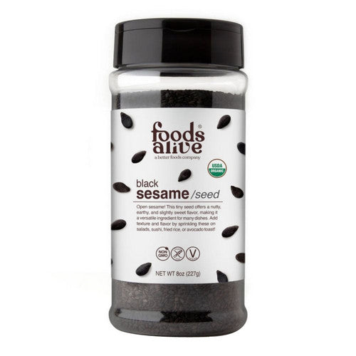 Organic Black Sesame Seed Shaker Jar 8 Oz by Foods Alive