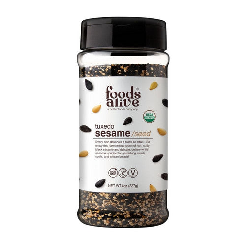 Organic Tuxedo Sesame Seeds Shaker 8 Oz by Foods Alive