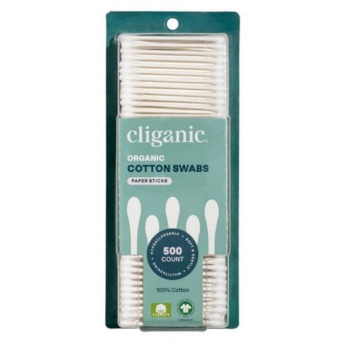 Organic Cotton Swabs 500 Count by Cliganic