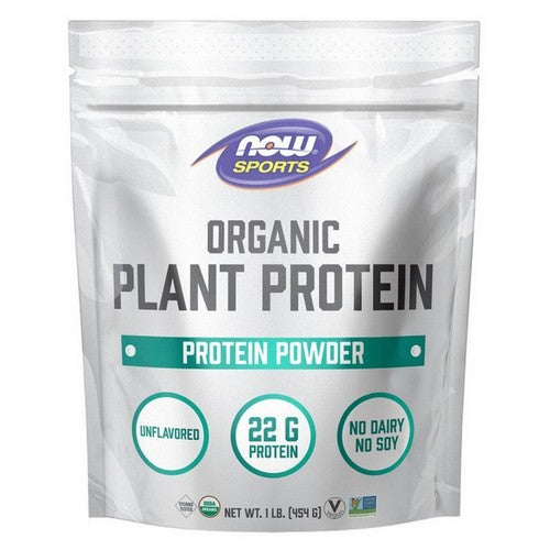 Organic Plant Protein Unflavored Powder 1 Lb by Now Foods