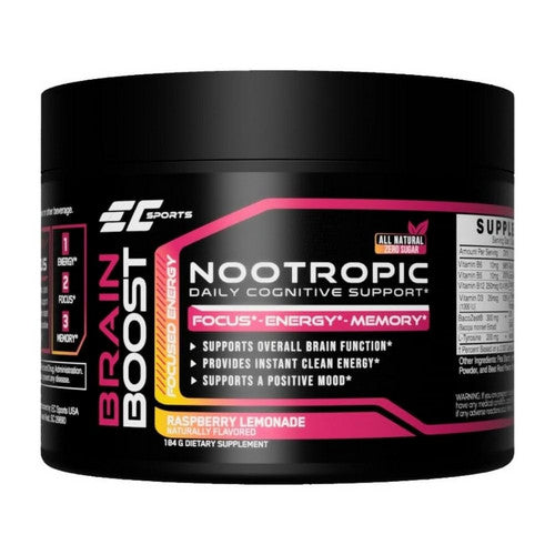 Brain Boost NooTropic Powder Rasp Lemonade 184 Grams by EC Sports