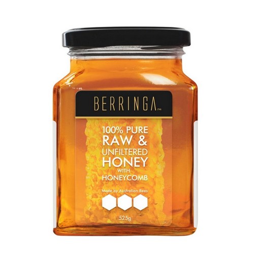 100% Pure And Raw Unfiltered Honey With Honeycomb 525 Grams by Berringa