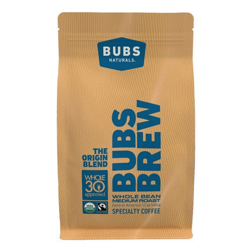Origin Coffee Medium Roast Whole Bean 12 Oz by Bubs Naturals