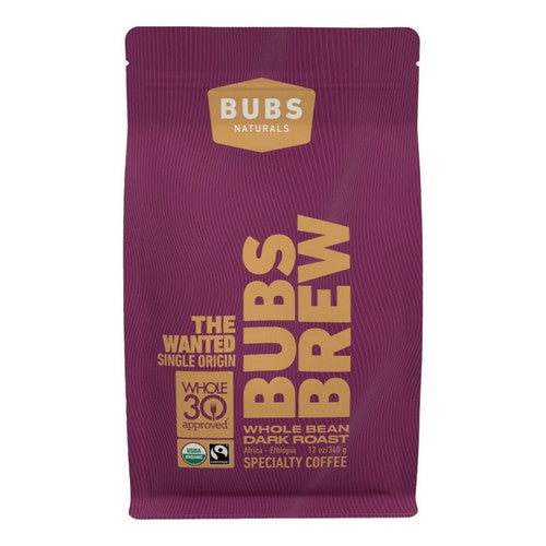 Wanted Coffee Dark Roast Whole Bean 12 Oz by Bubs Naturals