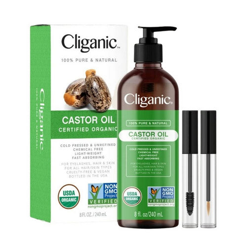 Dose of Intense Moisture Organic Castor Oil Lash And Brow Set 8 Oz by Cliganic