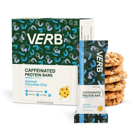 Oatmeal Chocolate Chip Caffeinated Protein Bars 12 Count by Verb Energy