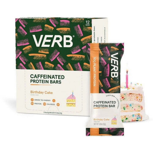 Birthday Cake Caffeinated Protein Bars 12 Count by Verb Energy