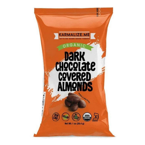 Vegan Dark Chocolate Covered Almonds 1 Oz by Karmalize.Me