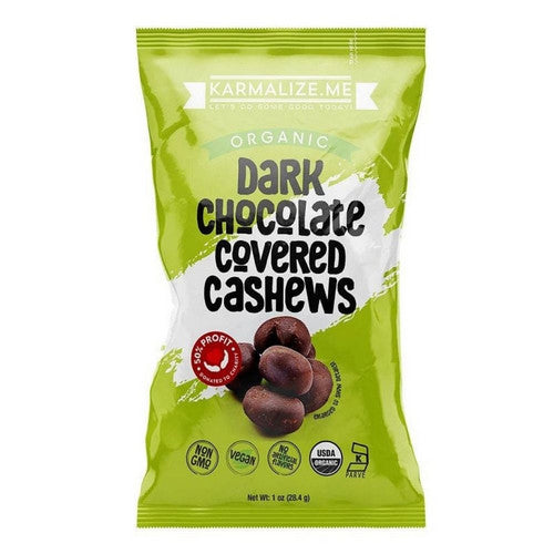 Vegan Dark Chocolate Covered Cashews 1 Oz by Karmalize.Me