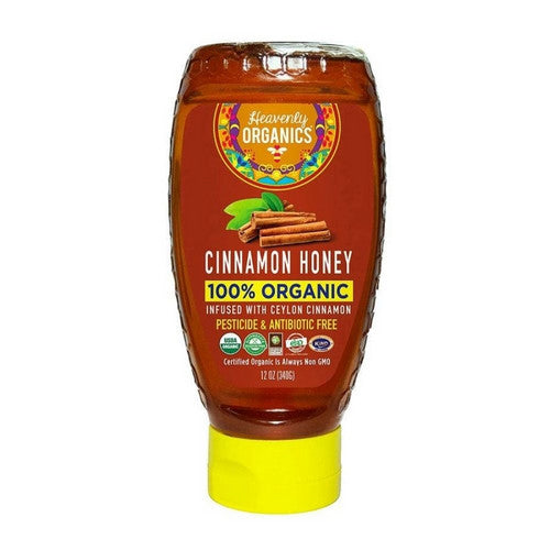 Organic Raw Cinnamon Honey squeeze bottle 12 Oz by Heavenly Organics