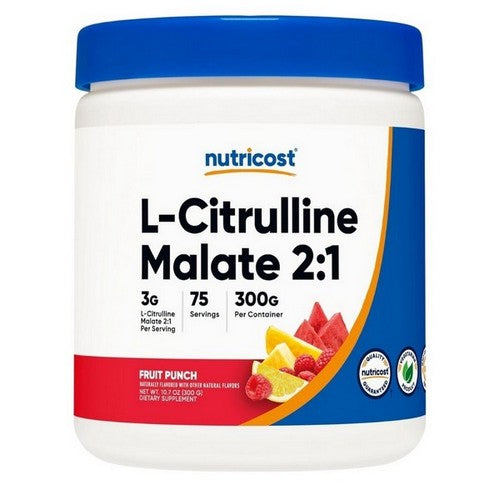 L-Citrulline Malate (2:1) Powder Fruit Punch 300 Grams by Nutricost