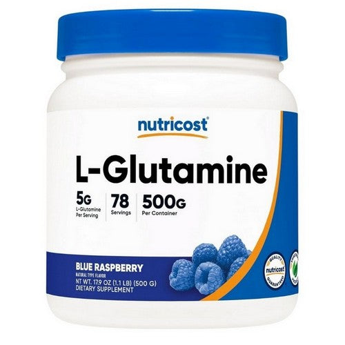 L-Glutamine Powder Blue Raspberry 500 Grams by Nutricost