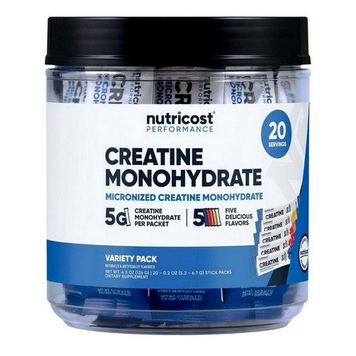 Creatine Monohydrate Powder Stickpacks Variety 20 Sticks by Nutricost