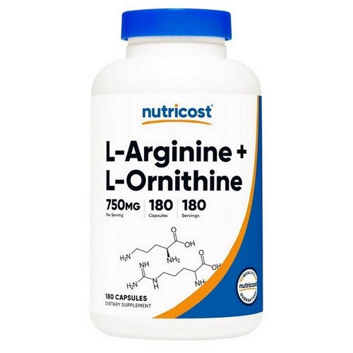 L-Arginine L-Ornithine Capsules 180 Count by Nutricost
