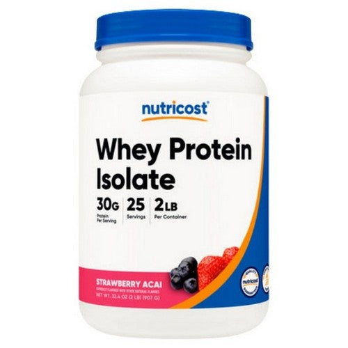 Whey Protein Isolate Powder Strawberry Acai 2 Lbs by Nutricost