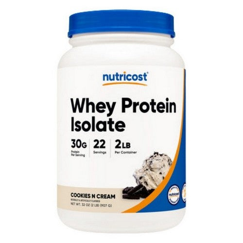 Whey Protein Isolate Powder Cookies & Cream 2 Lbs by Nutricost