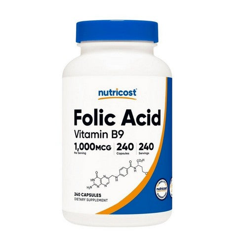 Folic Acid Vitamin B9 Capsules 240 Count by Nutricost