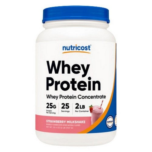 Whey Protein Concentrate Powder Strawberry Milkshake 2 Lbs by Nutricost