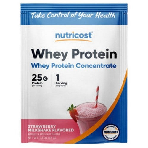 Whey Protein Concentrate Strawberry Milkshake 1 Serving by Nutricost